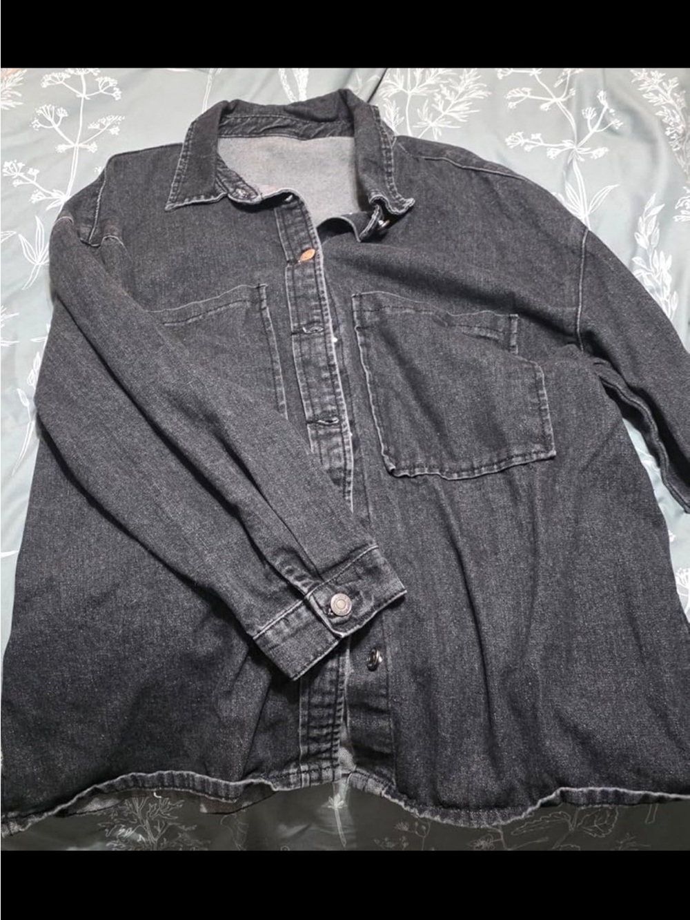 Washed Charcoal Gray Oversized Denim Shacket - Picture 6 of 9
